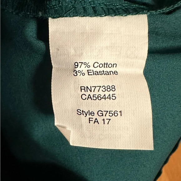 J Crew Blouse Womens 6 3/4 Bell Sleeve Crew Neck Casual Green Stretch Cotton - Picture 11 of 13